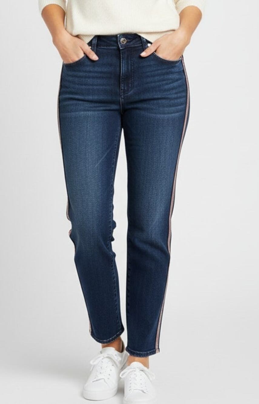 J. Crew Jeans Women 32 Dark Wash Vintage Straight Track Stripe Denim Jeans NEW!